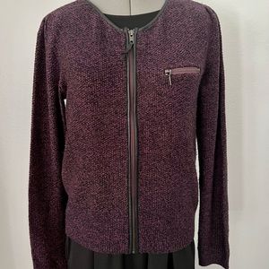 Trouvé Purple Metallic & Faux Leather Trip Sweater